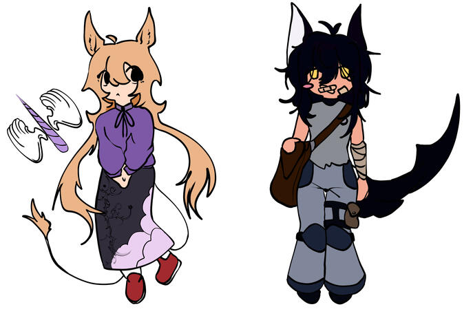 Two characters standing besides eachother, not related